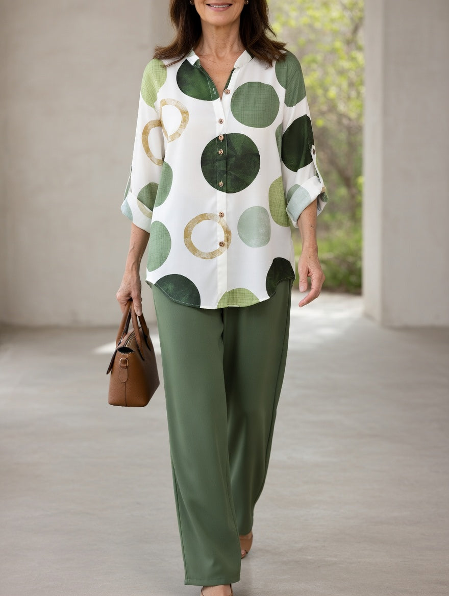 MÓNICA | Conjunto con blusa abstracta