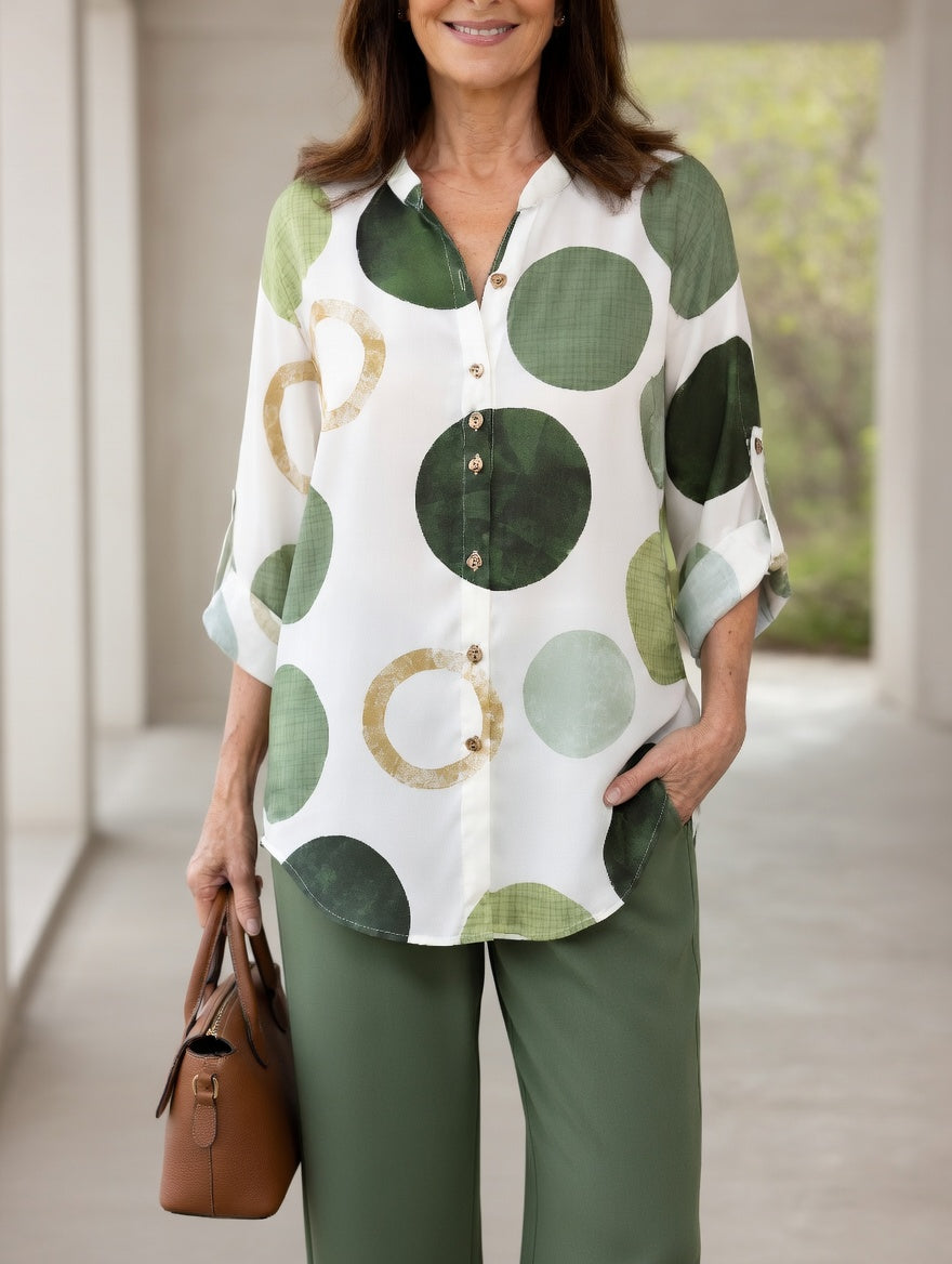 MÓNICA | Conjunto con blusa abstracta