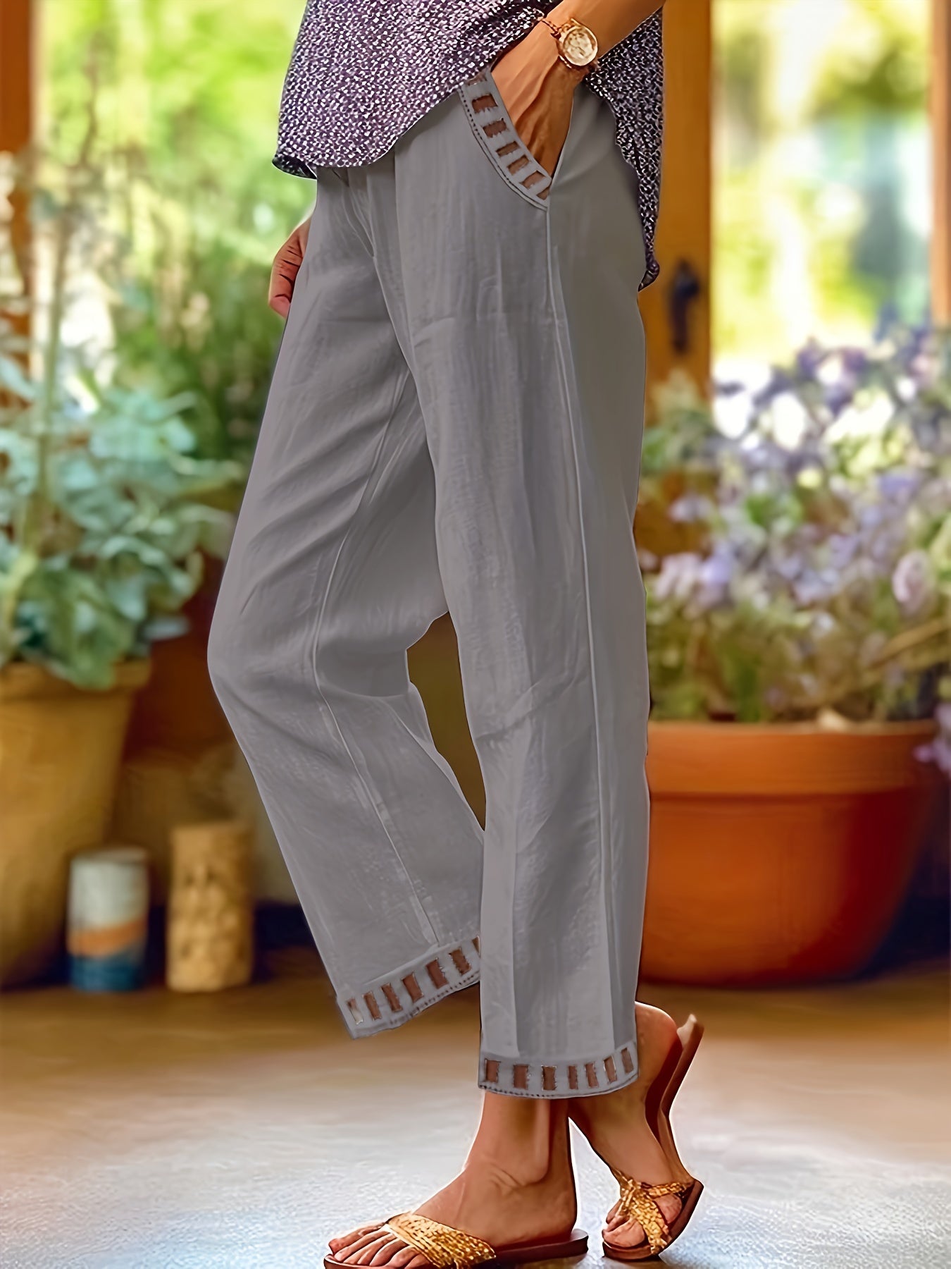WREN | Pantalones cropped con detalle en contraste